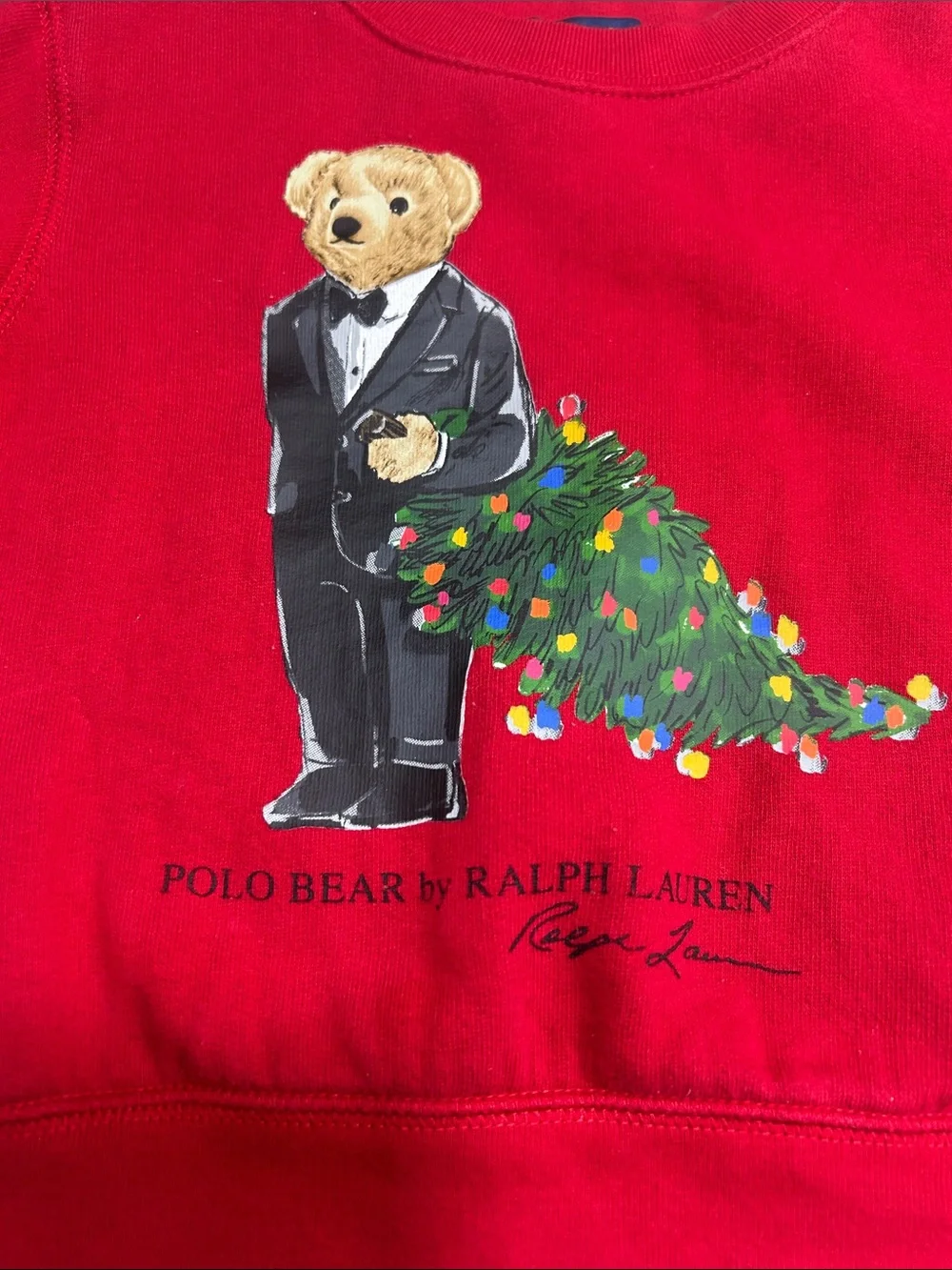 Ralph Lauren Red Polo Bear Holiday Sweatshirt - Kids